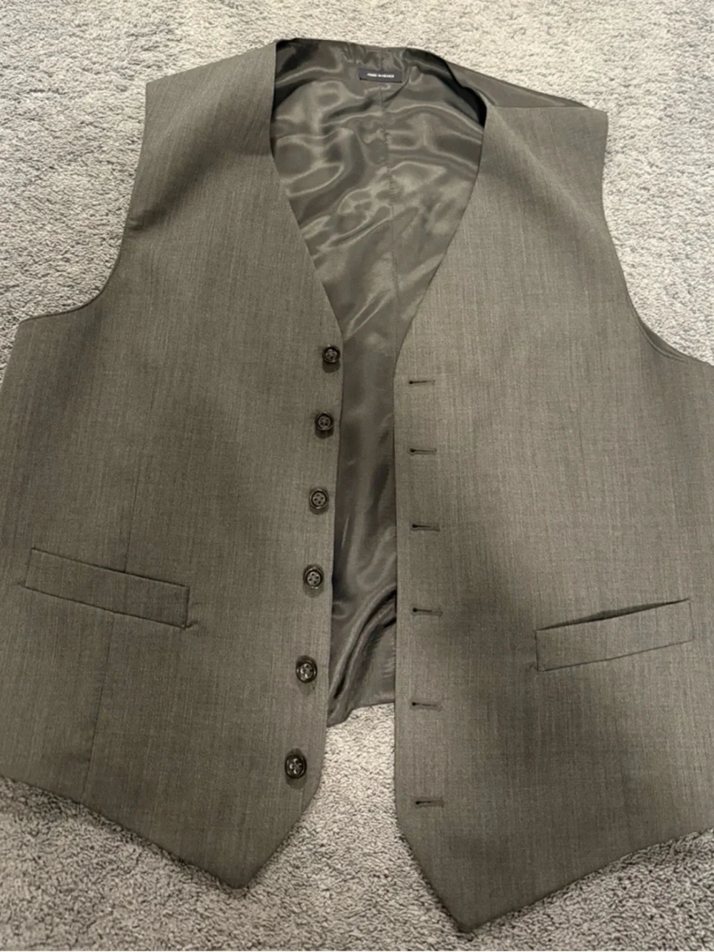 STAFFORD 2 Piece Super 100’s Wool Jacket and Vest Charcoal Striped Size 48S